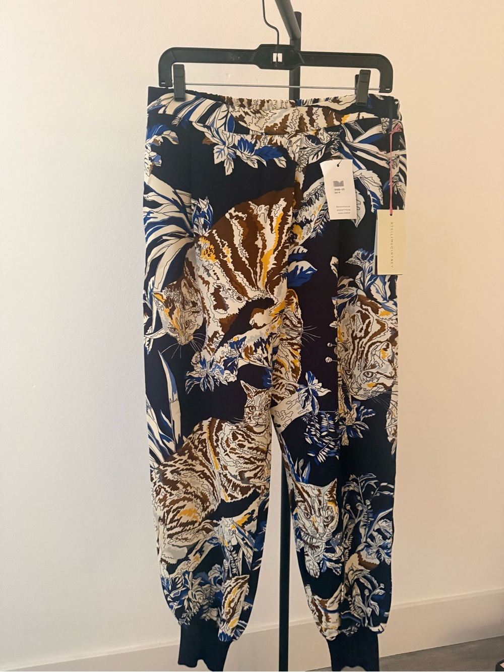 Stella McCartney Navy Tiger & Botanical Print Trousers with Blue & Brown Accents